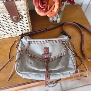 Lucky Brand gray brown leather purse shoulder bag